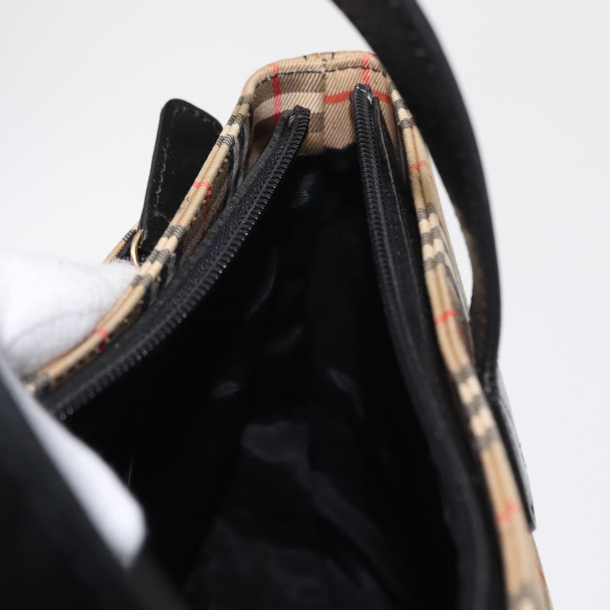 BURBERRY Nova Check Hand Bag Canvas Beige Gold Auth ep12744