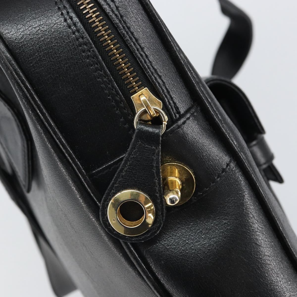 FENDI Tote Bag Leather Black Gold Auth ep12747