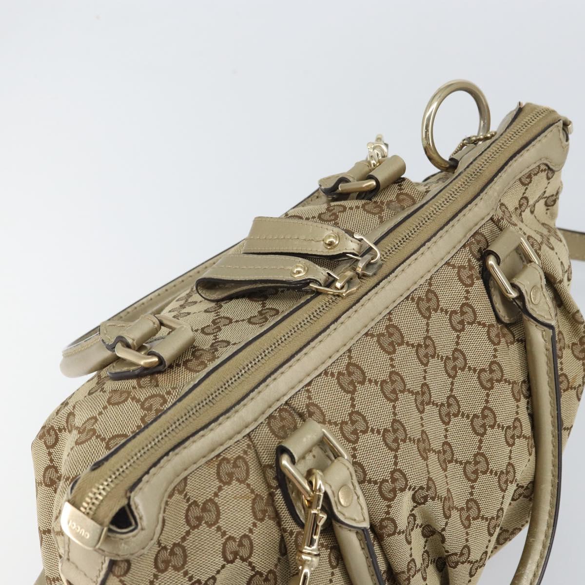 GUCCI GG Canvas Hand Bag 2way Beige Gold 247902 Auth ep12749