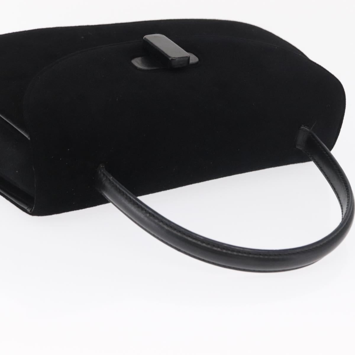 GUCCI Hand Bag Cotton Black Silver Auth ep12754