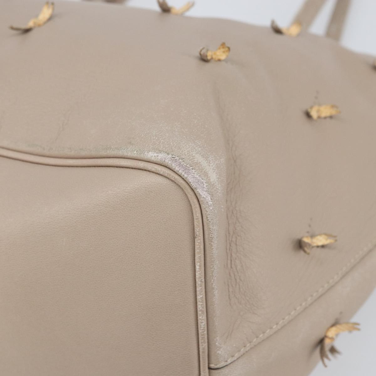 LOEWE Tote Bag Leather Gray Gold Auth ep12755