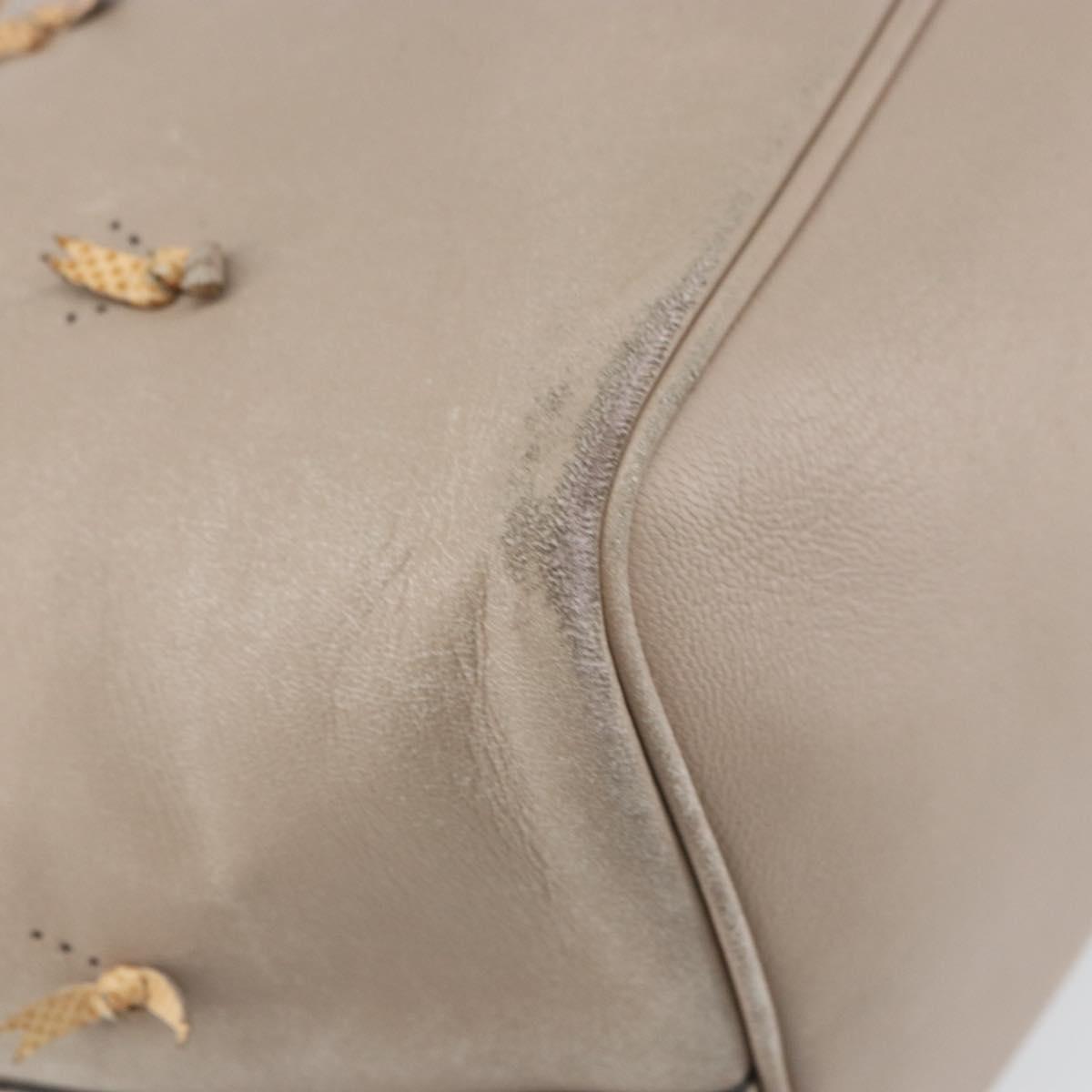 LOEWE Tote Bag Leather Gray Gold Auth ep12755