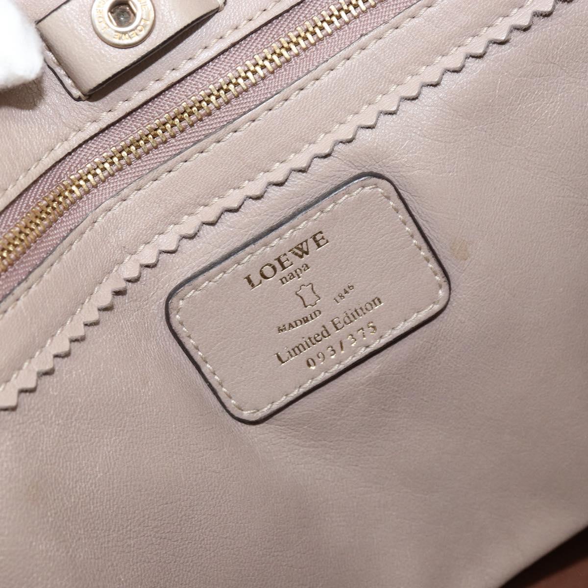 LOEWE Tote Bag Leather Gray Gold Auth ep12755