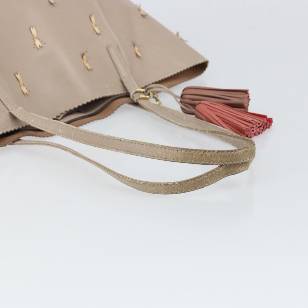 LOEWE Tote Bag Leather Gray Gold Auth ep12755