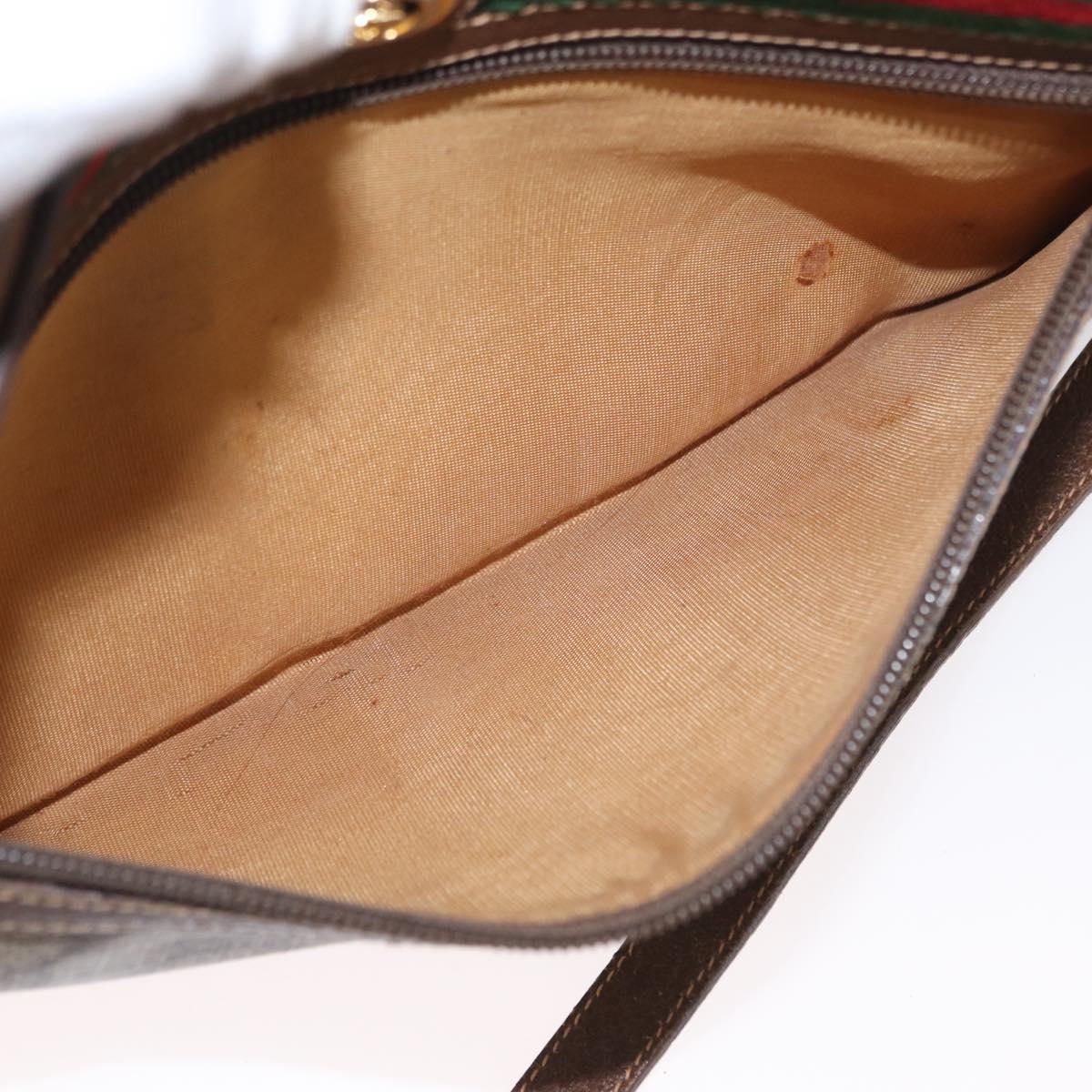 GUCCI GG Supreme Web Sherry Line Bag PVC Beige Gold 56 02 088 Auth ep12756