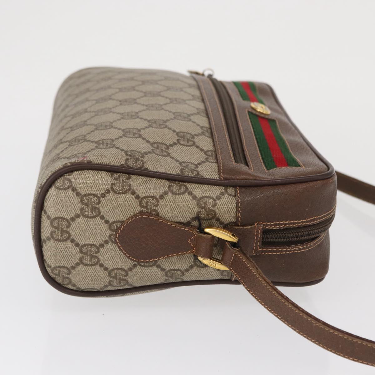 GUCCI GG Supreme Web Sherry Line Bag PVC Beige Gold 56 02 088 Auth ep12756
