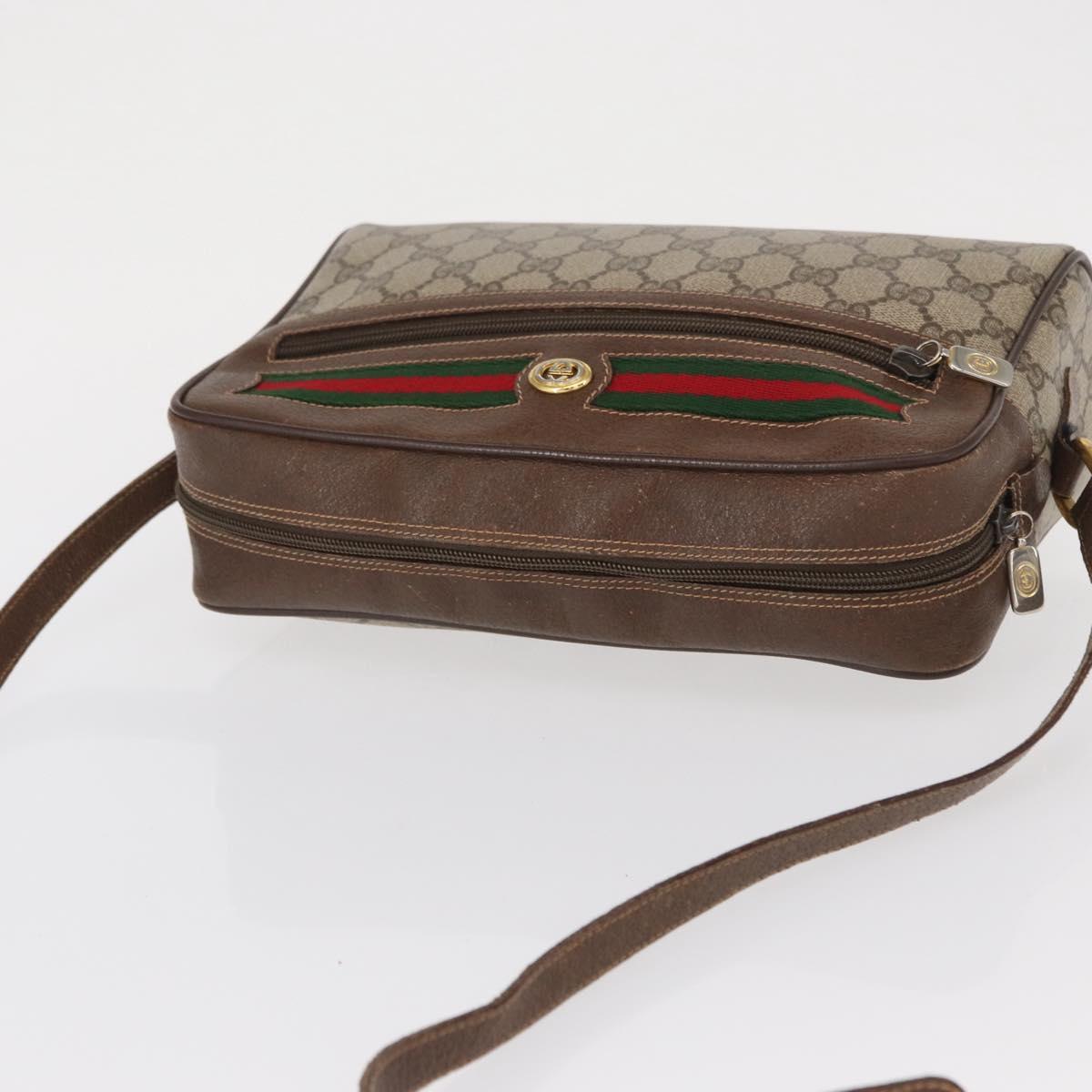 GUCCI GG Supreme Web Sherry Line Bag PVC Beige Gold 56 02 088 Auth ep12756