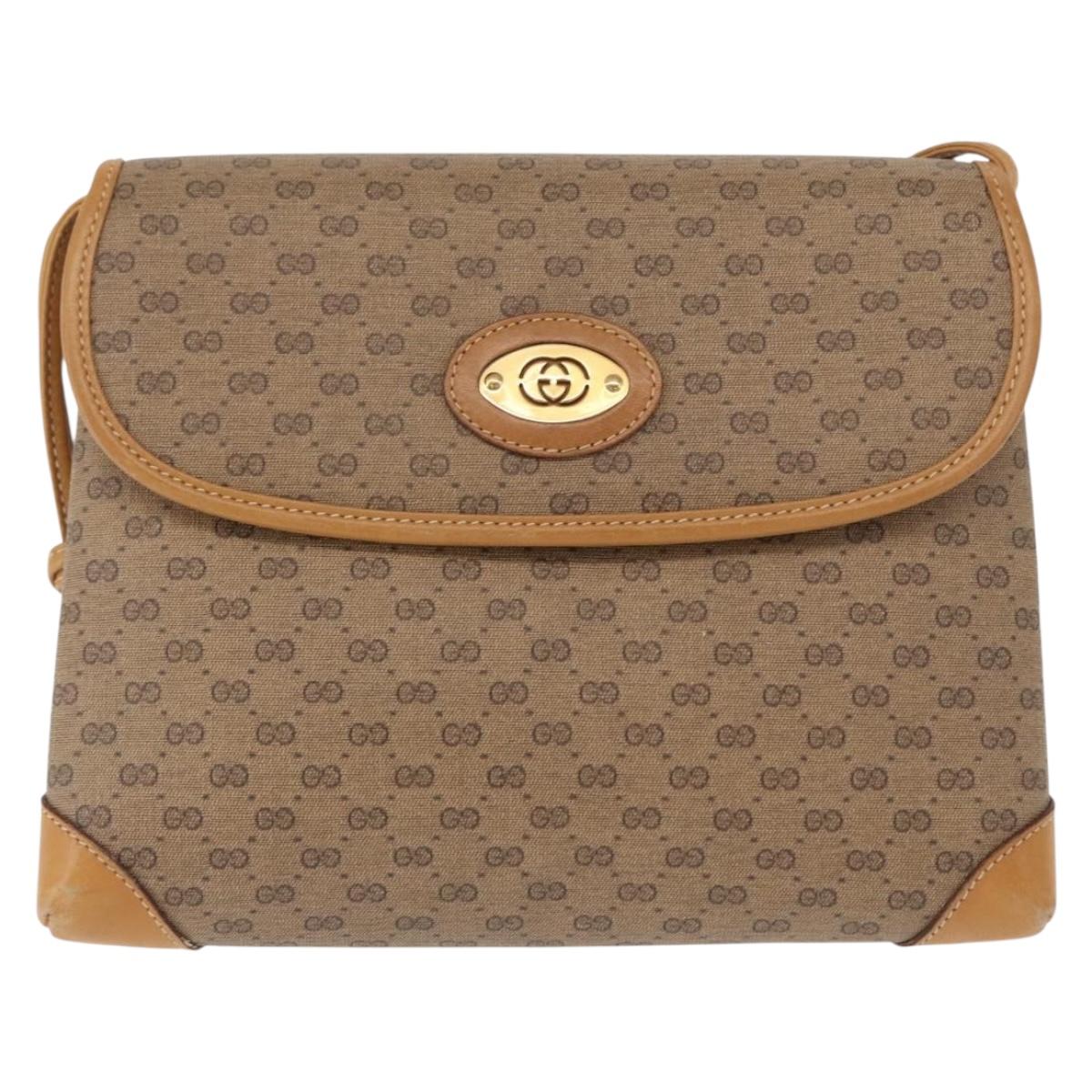 GUCCI Micro GG Supreme Shoulder Bag PVC Beige Gold 007 49 5548 Auth ep12759