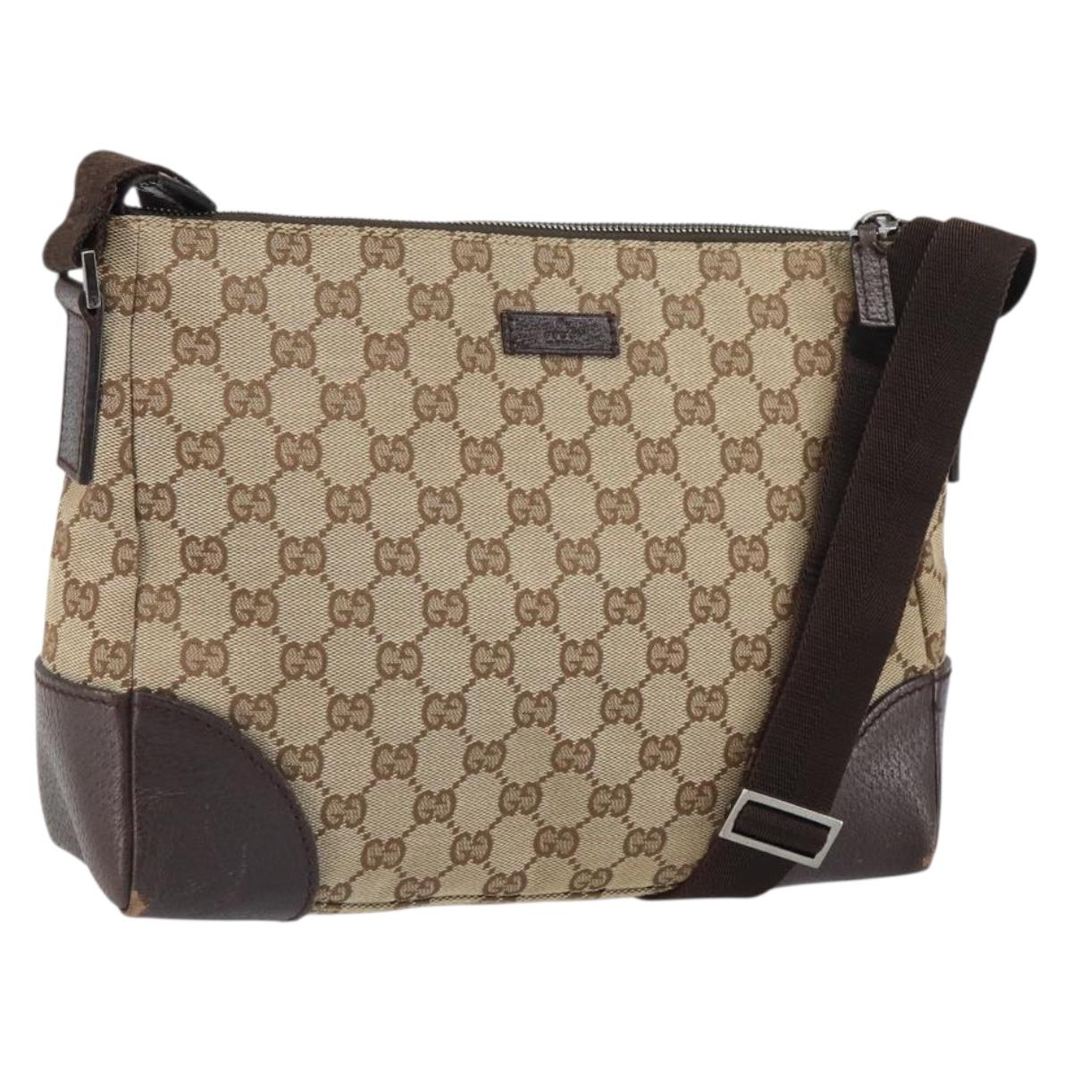 GUCCI GG Canvas Shoulder Bag Beige Silver 114273 Auth ep12760