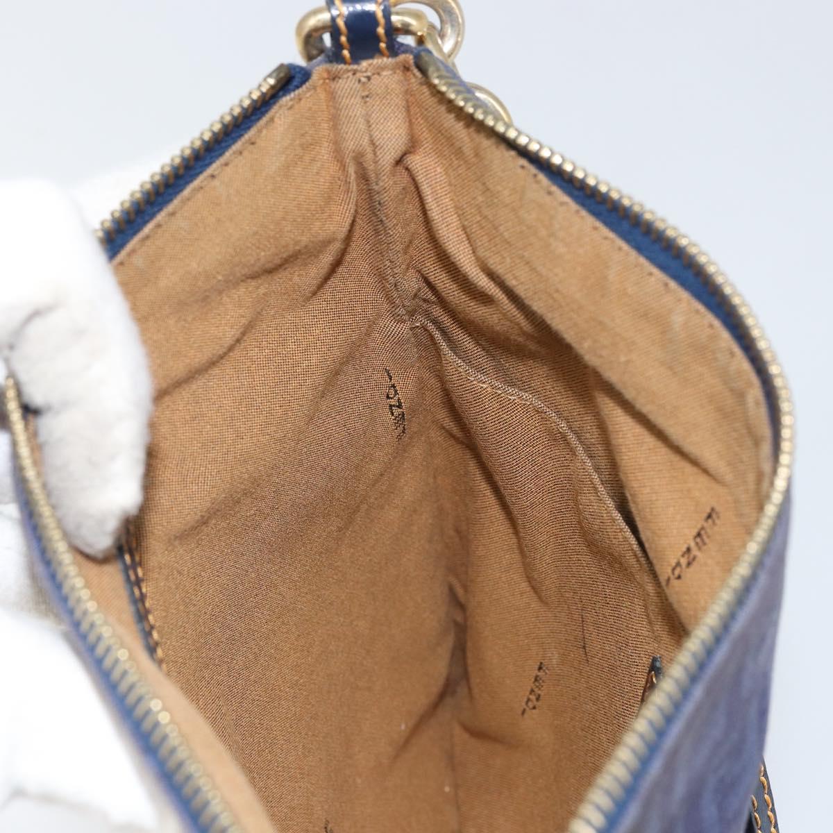 FENDI Zucchino Canvas Shoulder Bag Navy Gold Auth ep12761