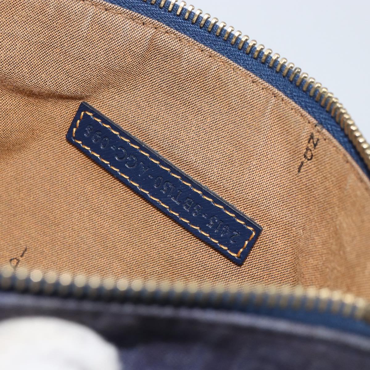 FENDI Zucchino Canvas Shoulder Bag Navy Gold Auth ep12761