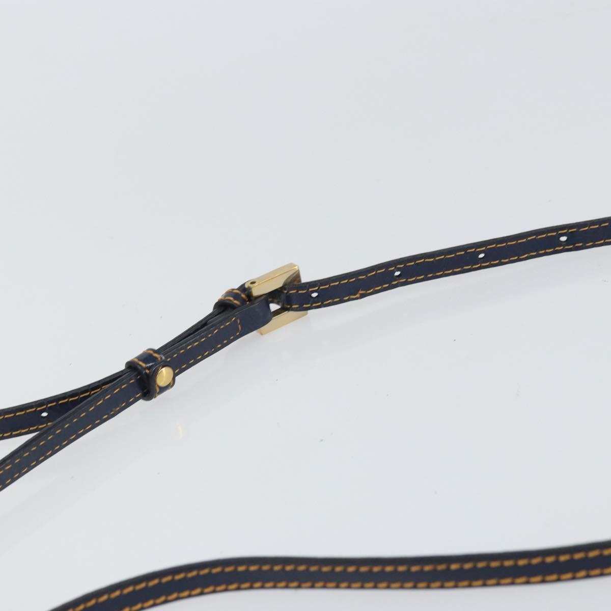 FENDI Zucchino Canvas Shoulder Bag Navy Gold Auth ep12761