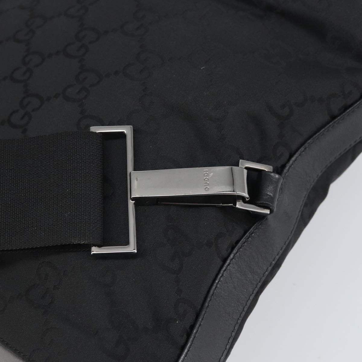 GUCCI GG Canvas Body Bag Nylon Black Silver 003 0232 1705 Auth ep12762