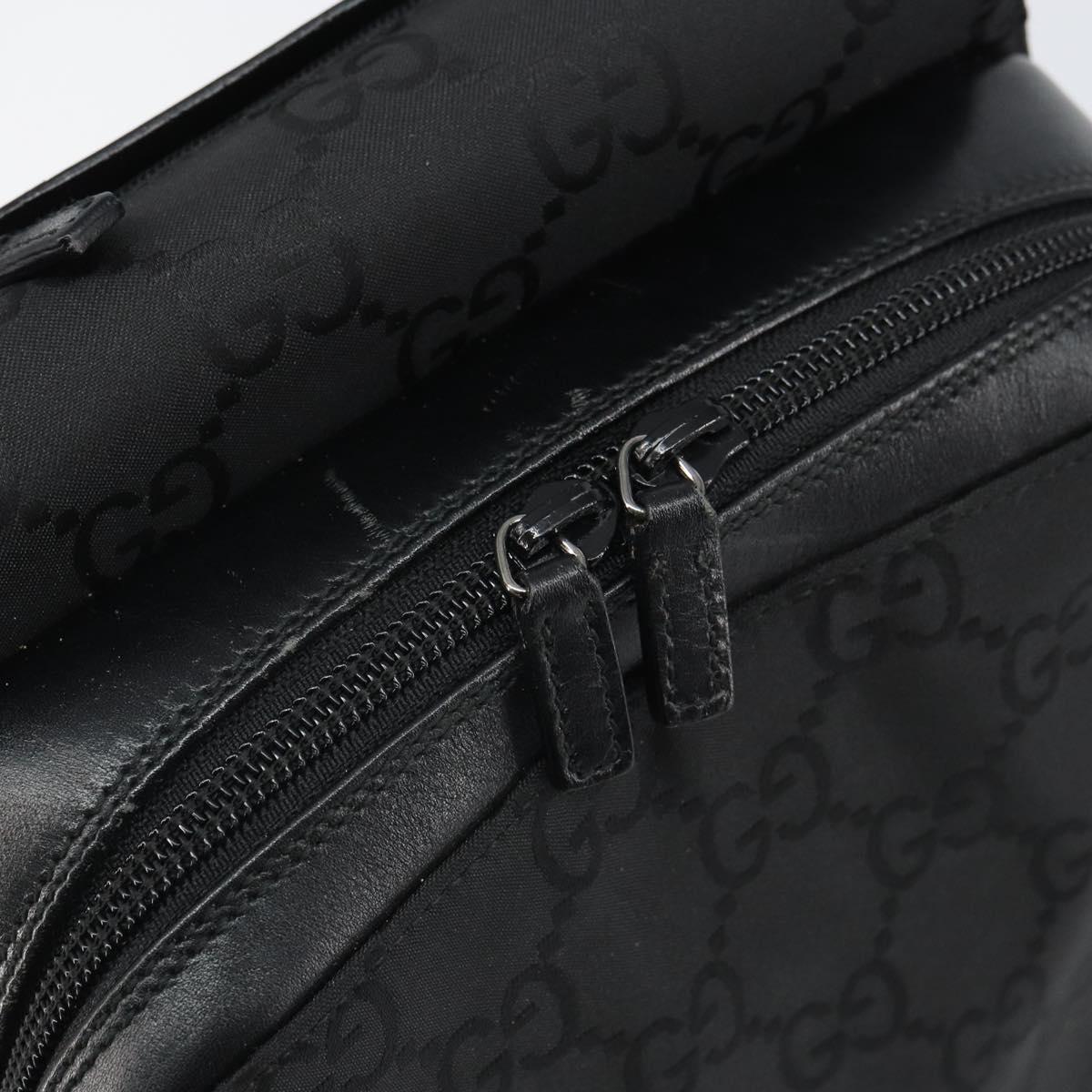 GUCCI GG Canvas Body Bag Nylon Black Silver 003 0232 1705 Auth ep12762