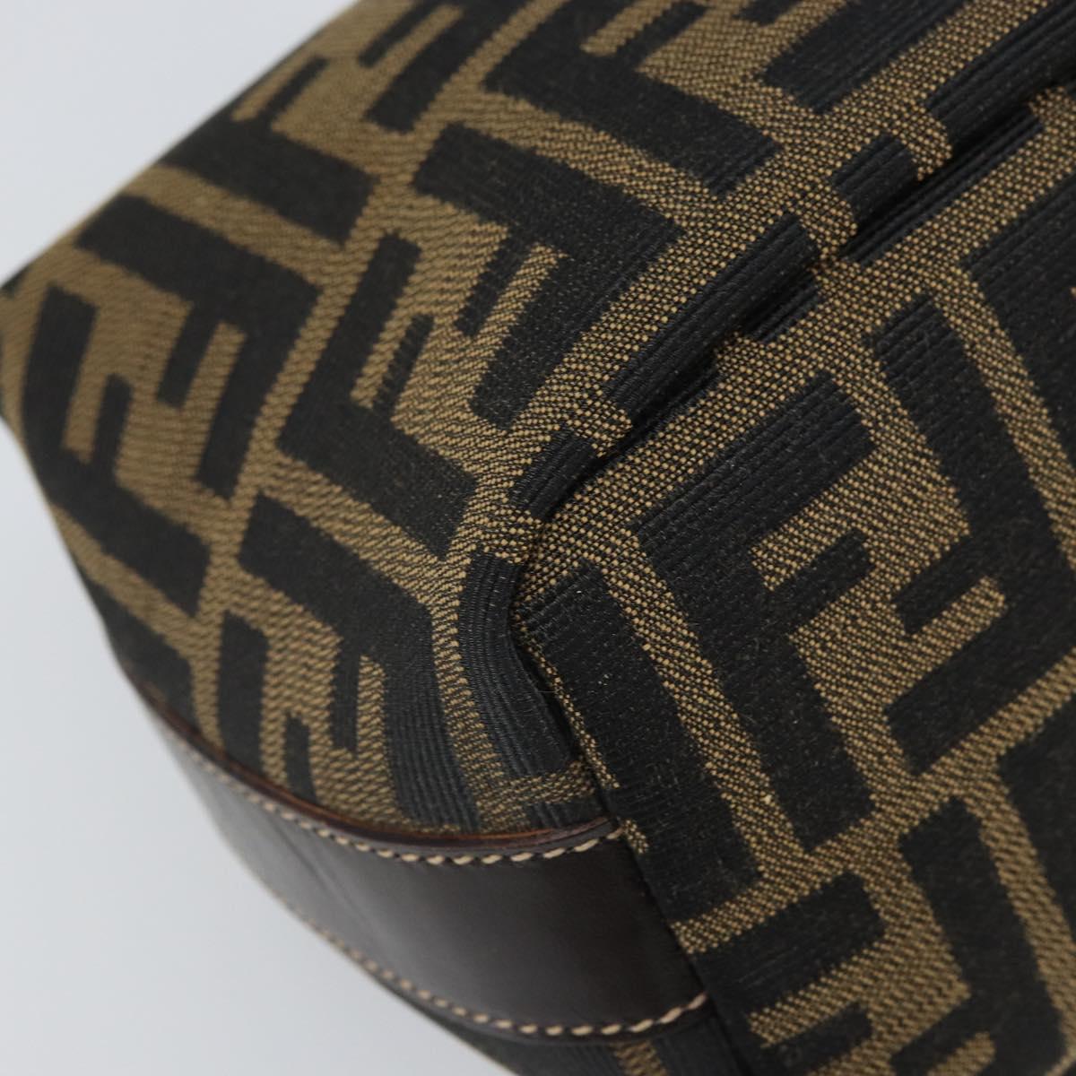 FENDI Zucca Canvas Hand Bag Black Brown Auth ep12764