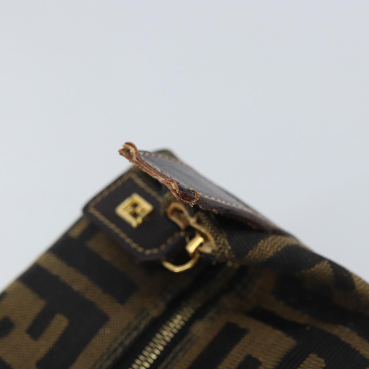 FENDI Zucca Canvas Hand Bag Black Brown Auth ep12764