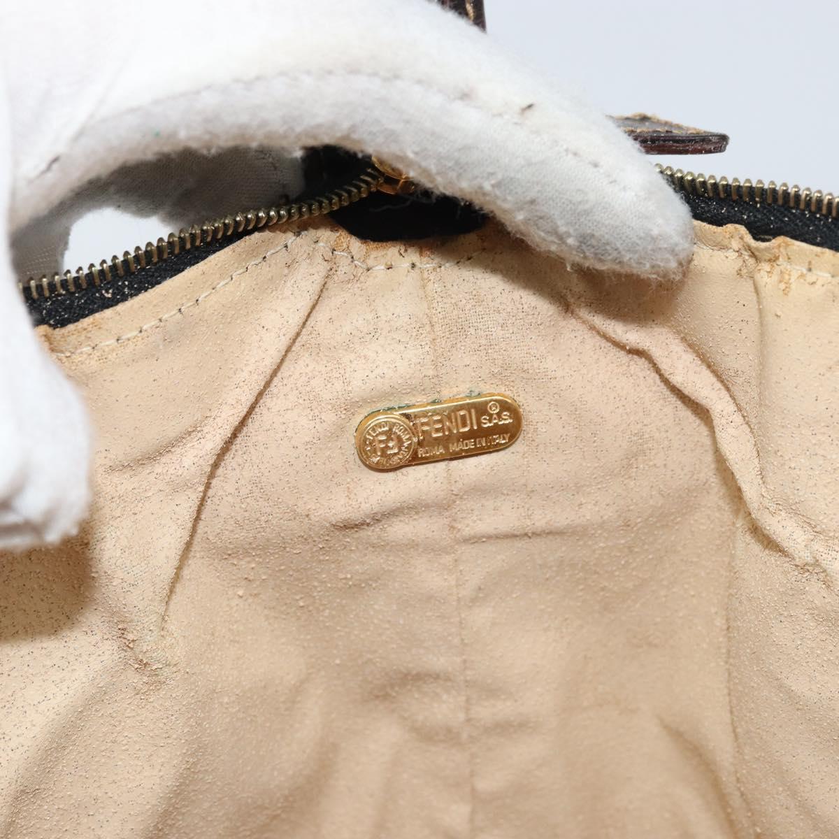 FENDI Zucca Canvas Hand Bag Black Brown Auth ep12764