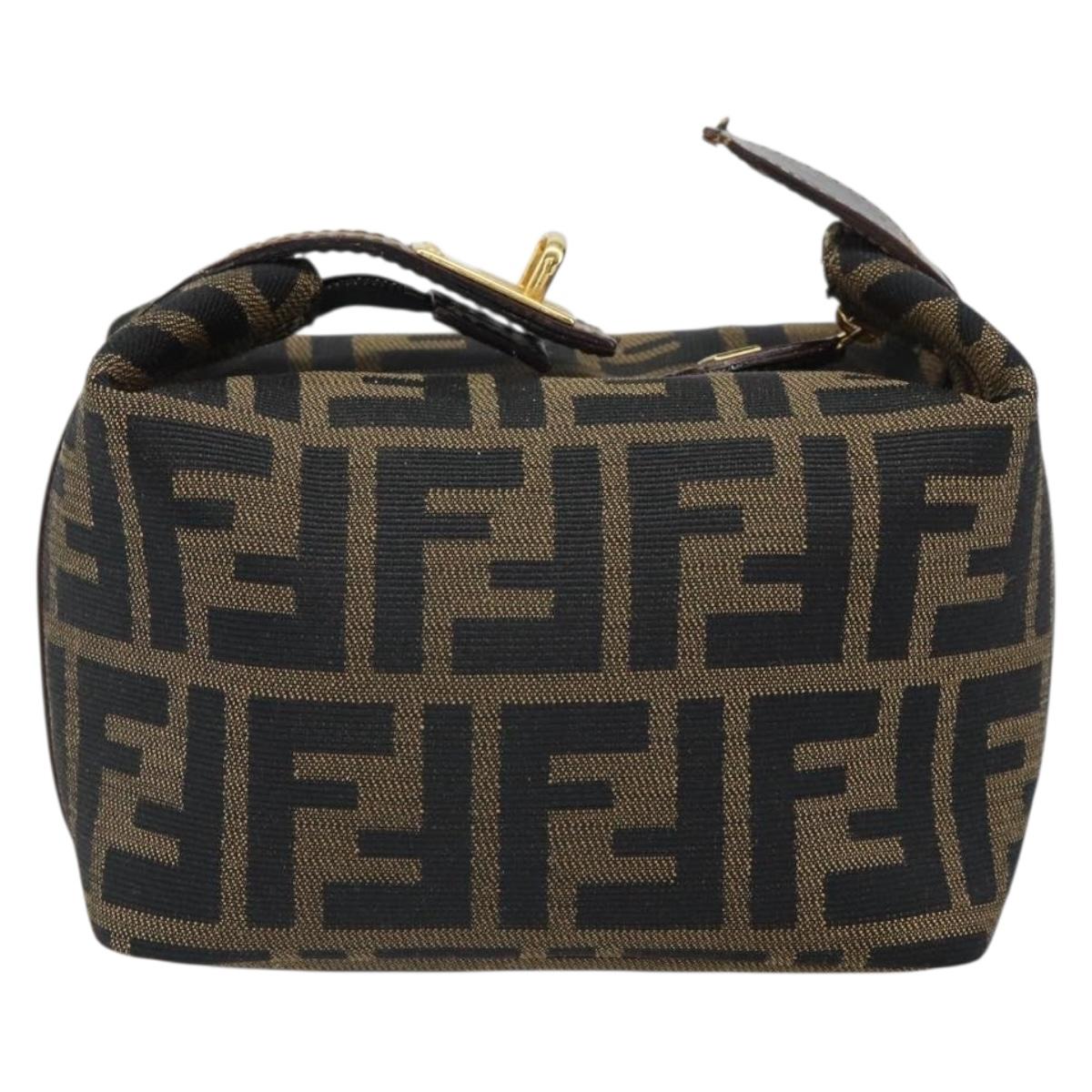 FENDI Zucca Canvas Hand Bag Black Brown Auth ep12764