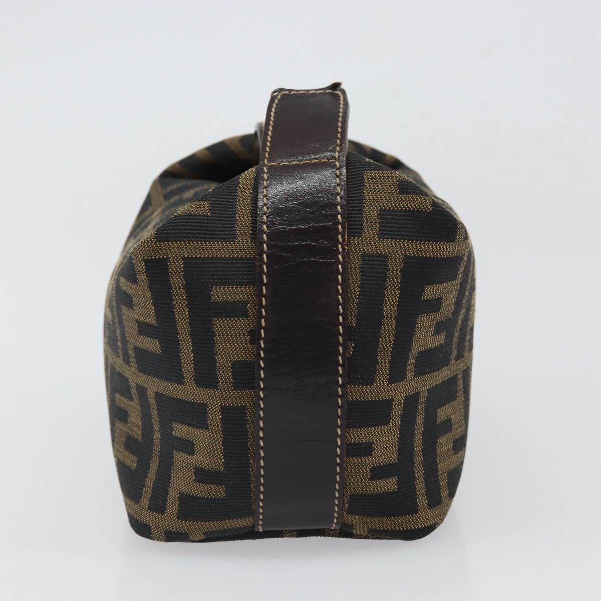 FENDI Zucca Canvas Hand Bag Black Brown Auth ep12764
