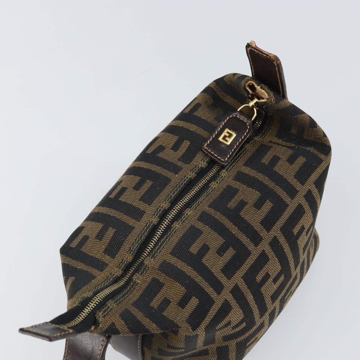 FENDI Zucca Canvas Hand Bag Black Brown Auth ep12764