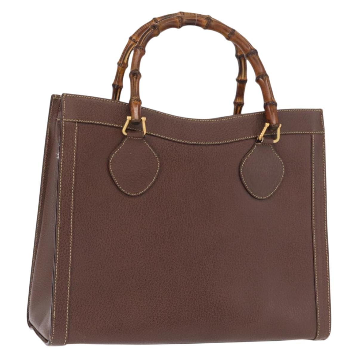 GUCCI Bamboo Hand Bag Leather Brown Gold 002 1186 0260 Auth ep12766