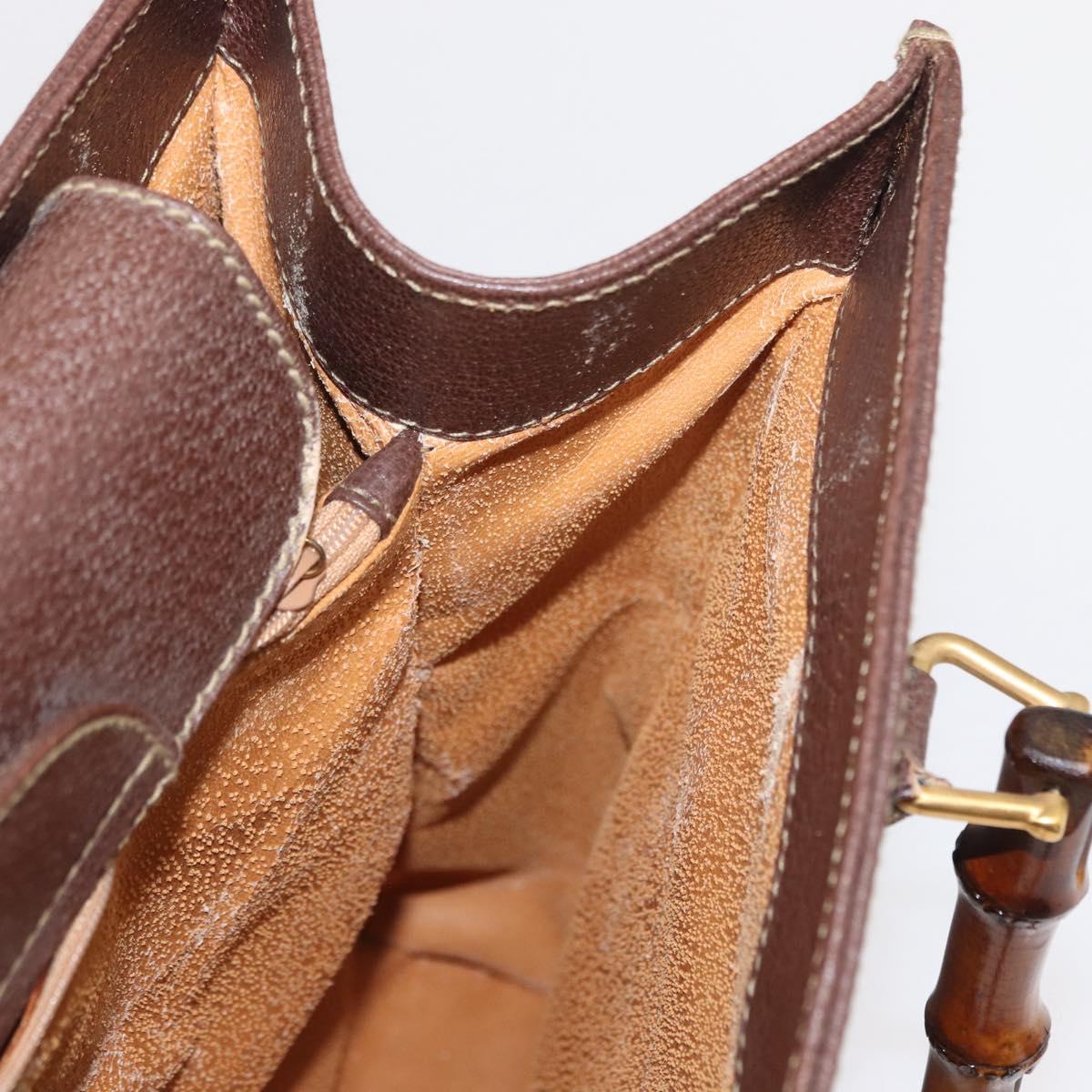 GUCCI Bamboo Hand Bag Leather Brown Gold 002 1186 0260 Auth ep12766