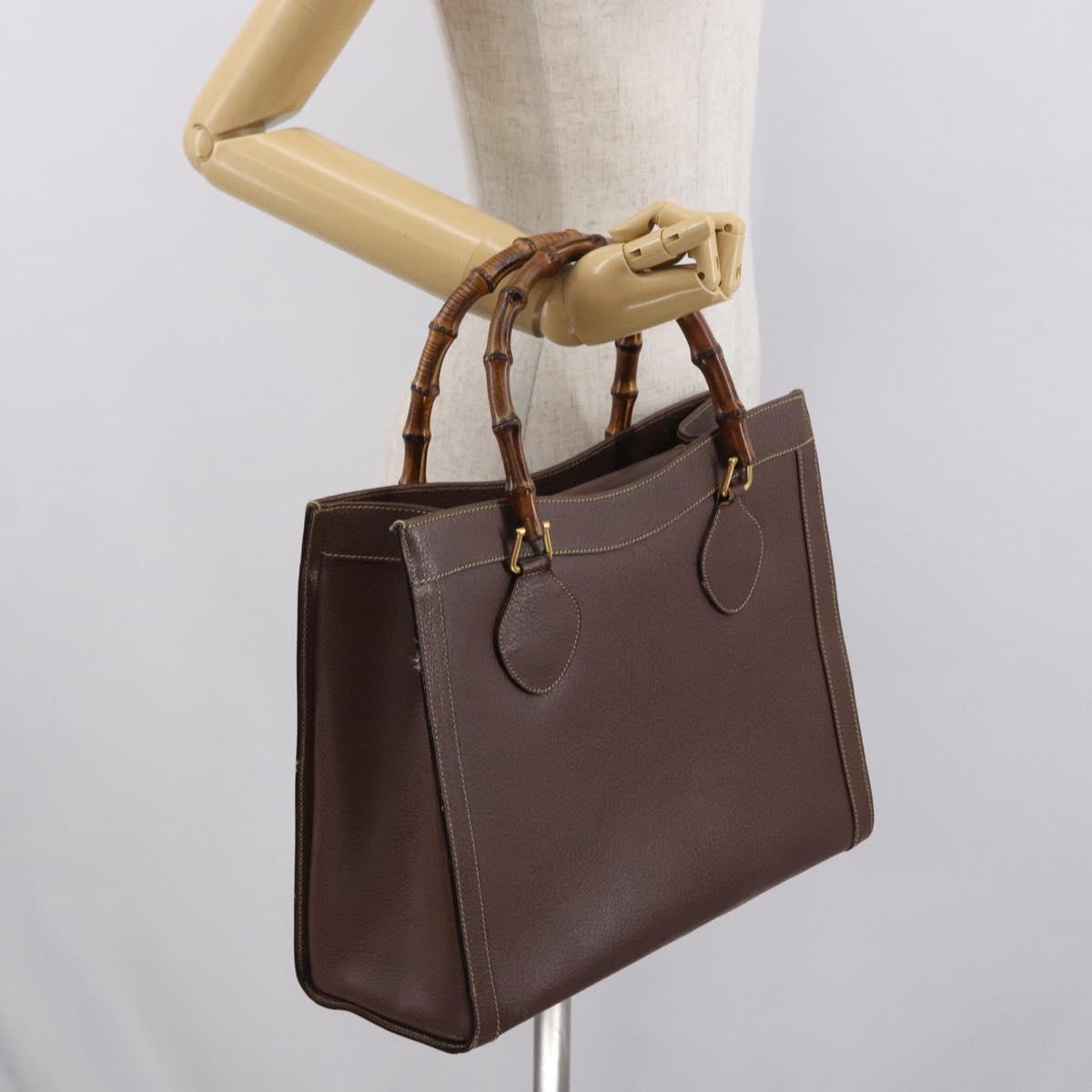 GUCCI Bamboo Hand Bag Leather Brown Gold 002 1186 0260 Auth ep12766