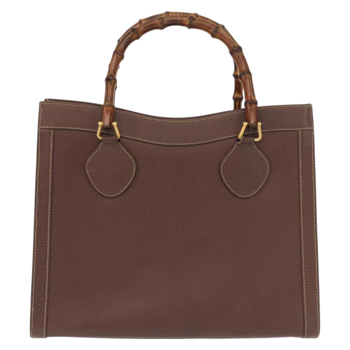 GUCCI Bamboo Hand Bag Leather Brown Gold 002 1186 0260 Auth ep12766