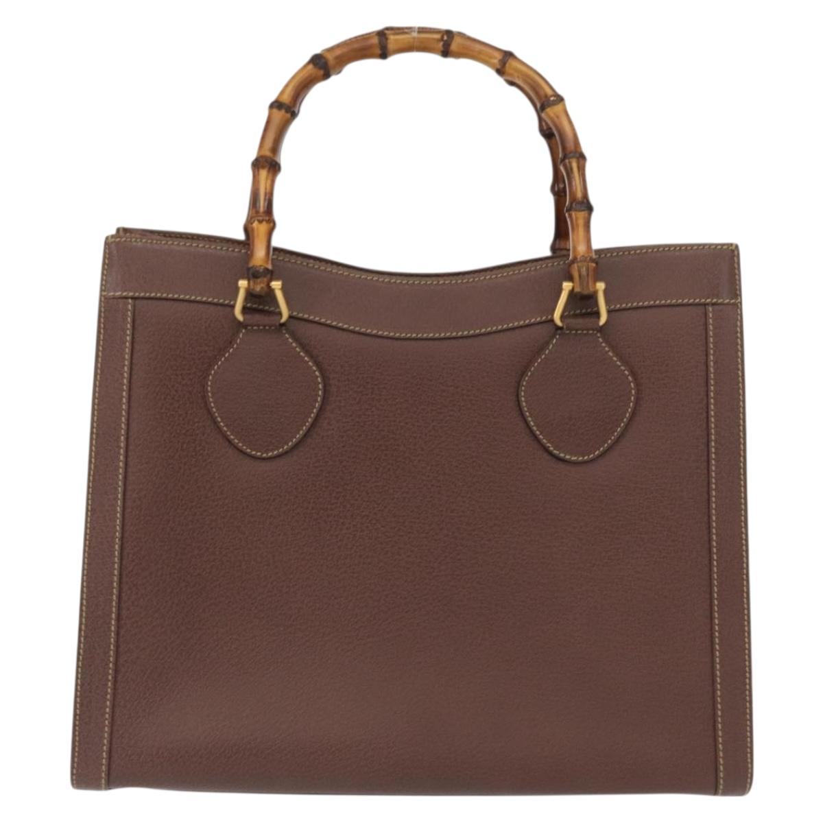 GUCCI Bamboo Hand Bag Leather Brown Gold 002 1186 0260 Auth ep12766