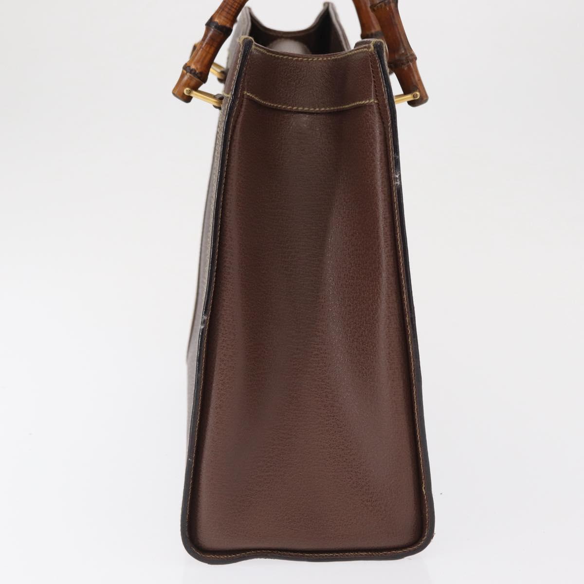 GUCCI Bamboo Hand Bag Leather Brown Gold 002 1186 0260 Auth ep12766