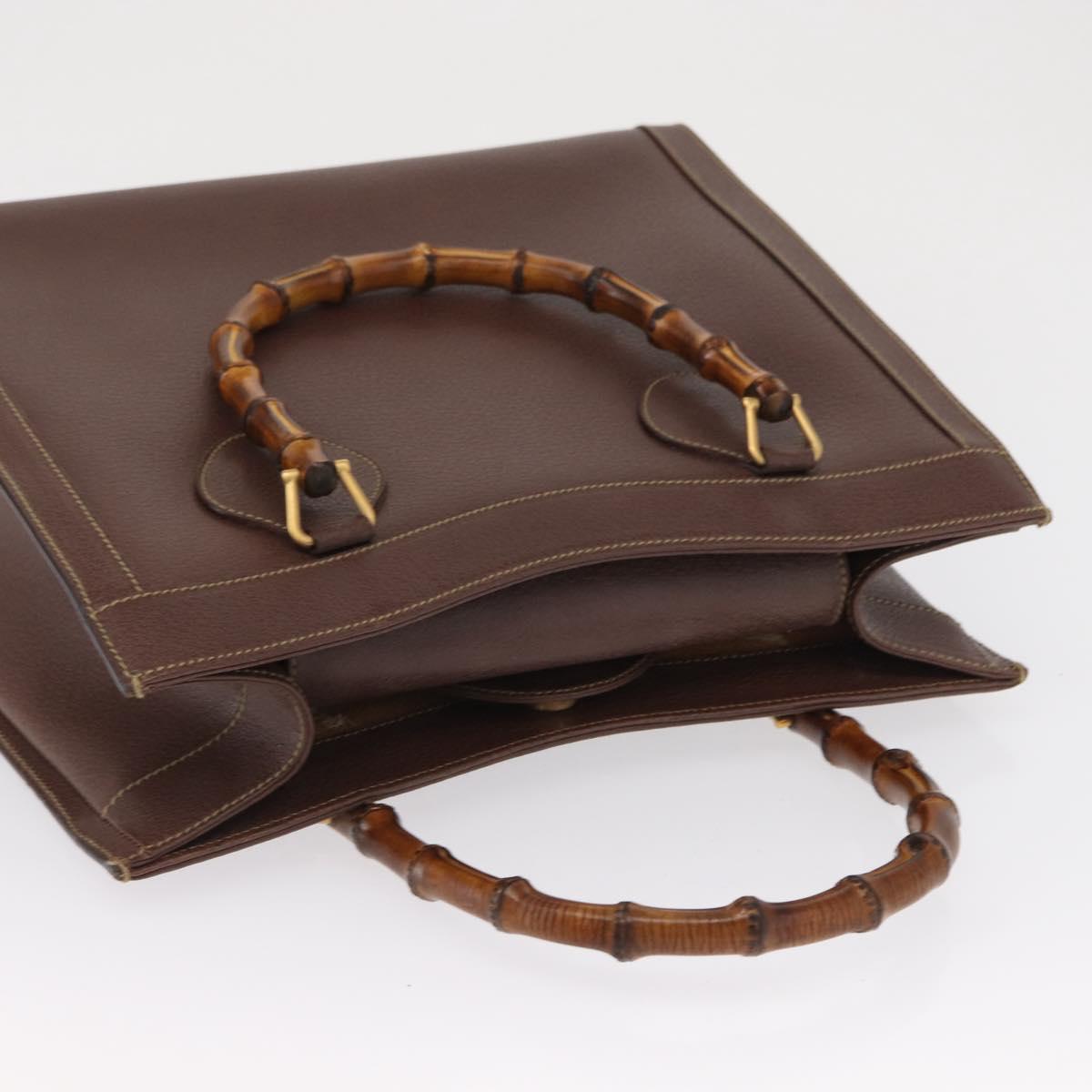 GUCCI Bamboo Hand Bag Leather Brown Gold 002 1186 0260 Auth ep12766