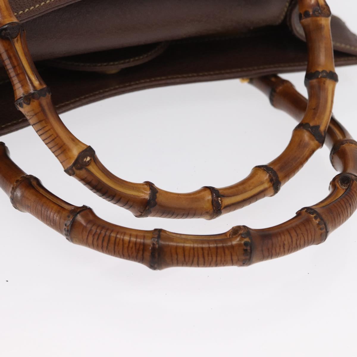 GUCCI Bamboo Hand Bag Leather Brown Gold 002 1186 0260 Auth ep12766