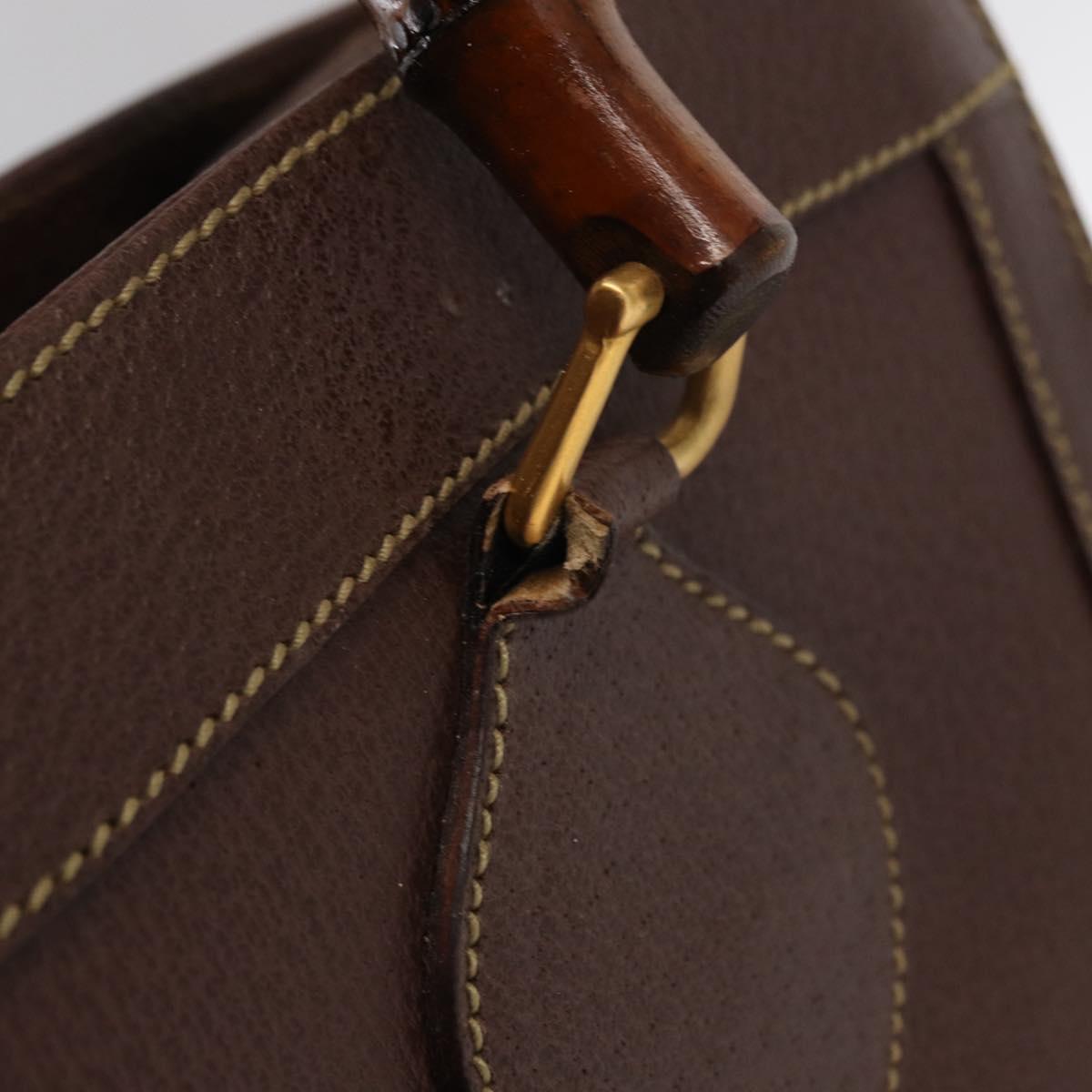 GUCCI Bamboo Hand Bag Leather Brown Gold 002 1186 0260 Auth ep12766