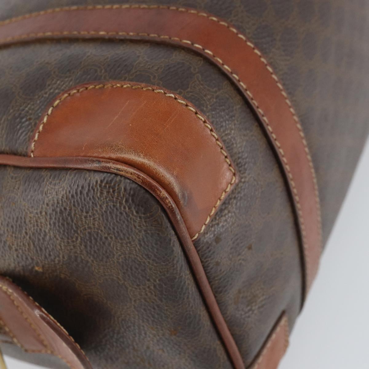 CELINE Macadam Canvas Hand Bag PVC Leather Brown Gold Auth ep12767