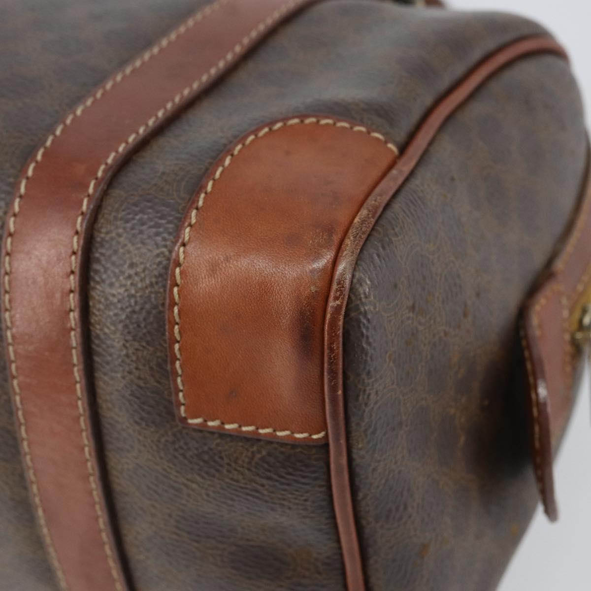 CELINE Macadam Canvas Hand Bag PVC Leather Brown Gold Auth ep12767