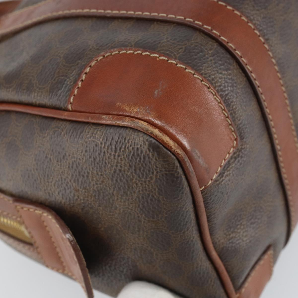 CELINE Macadam Canvas Hand Bag PVC Leather Brown Gold Auth ep12767