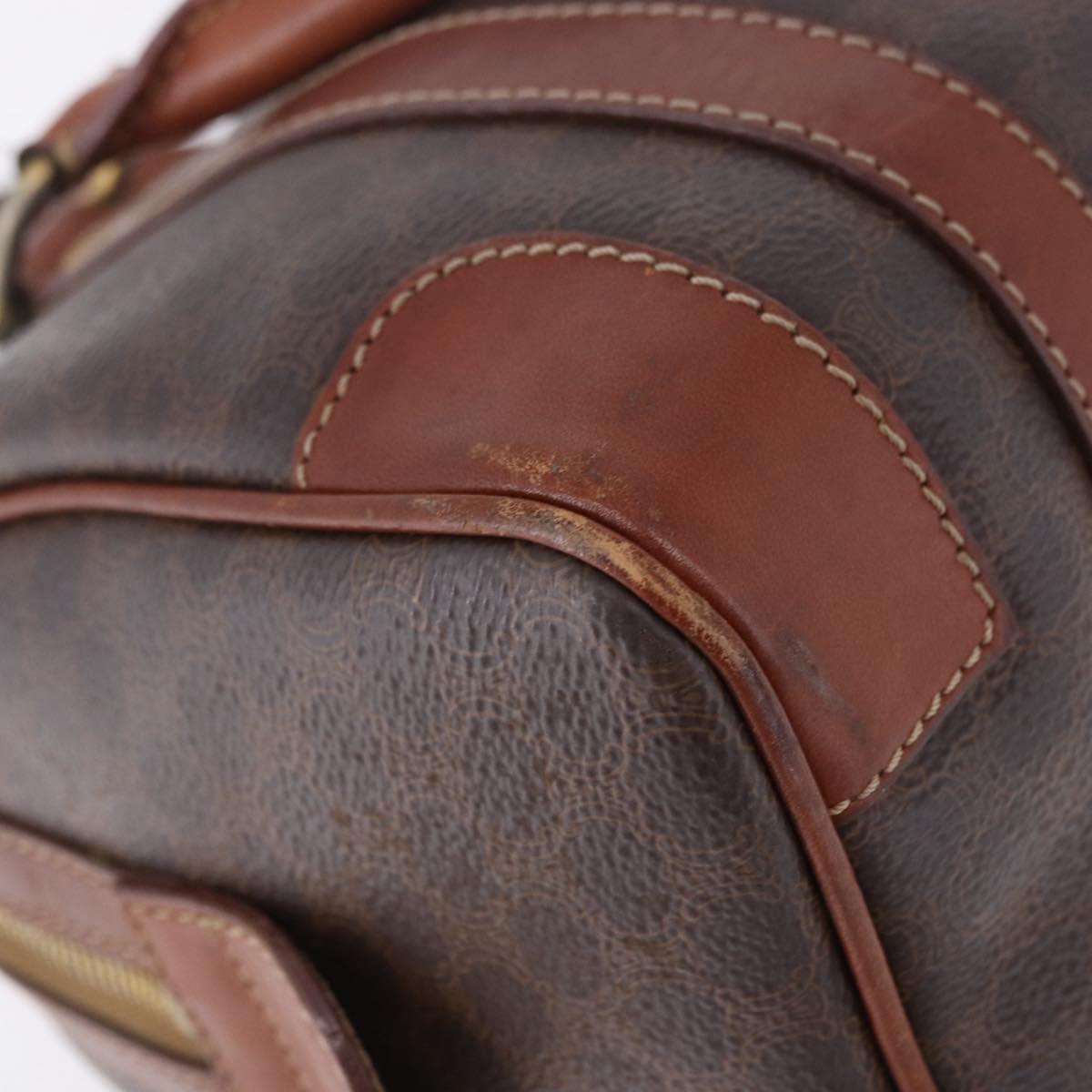 CELINE Macadam Canvas Hand Bag PVC Leather Brown Gold Auth ep12767