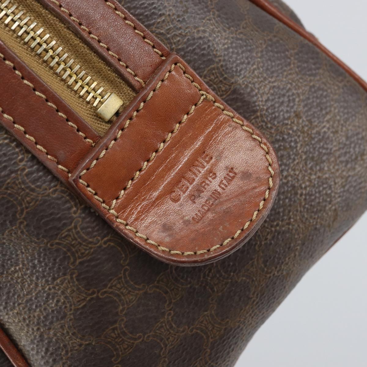 CELINE Macadam Canvas Hand Bag PVC Leather Brown Gold Auth ep12767