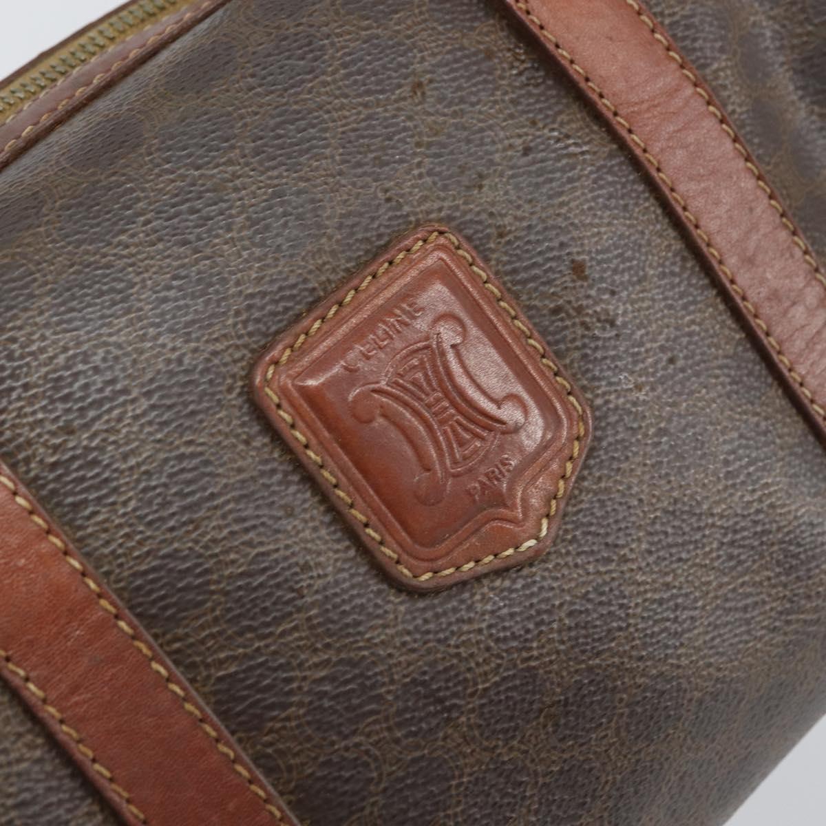 CELINE Macadam Canvas Hand Bag PVC Leather Brown Gold Auth ep12767