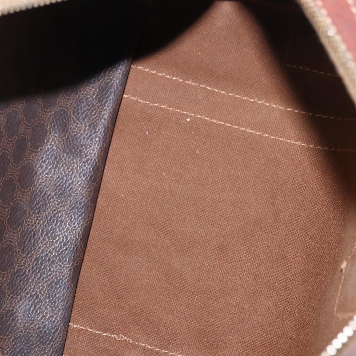 CELINE Macadam Canvas Hand Bag PVC Leather Brown Gold Auth ep12767