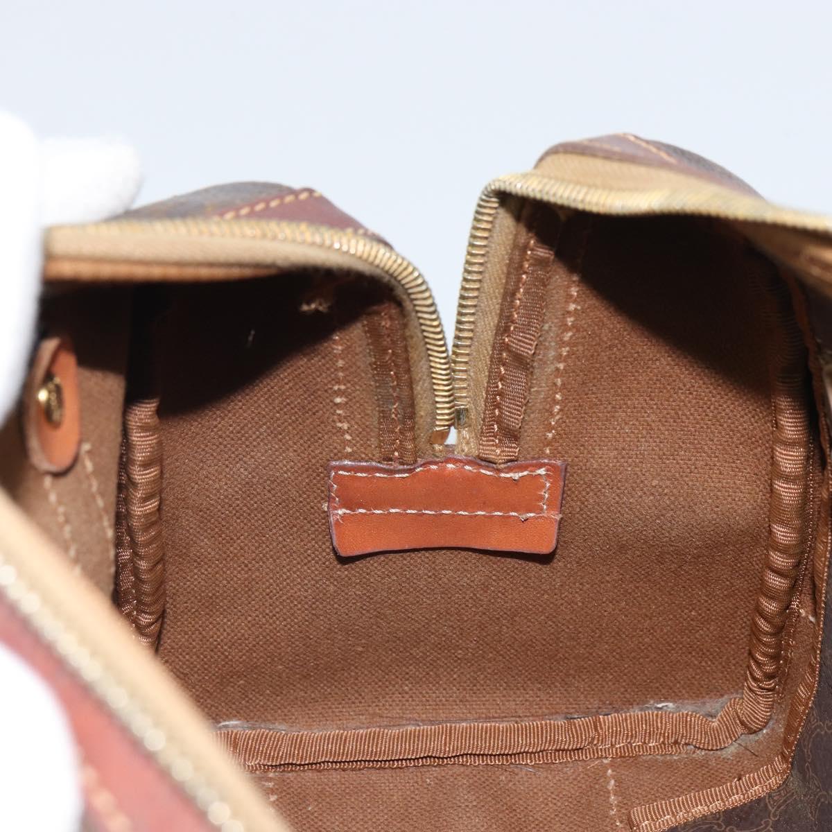CELINE Macadam Canvas Hand Bag PVC Leather Brown Gold Auth ep12767