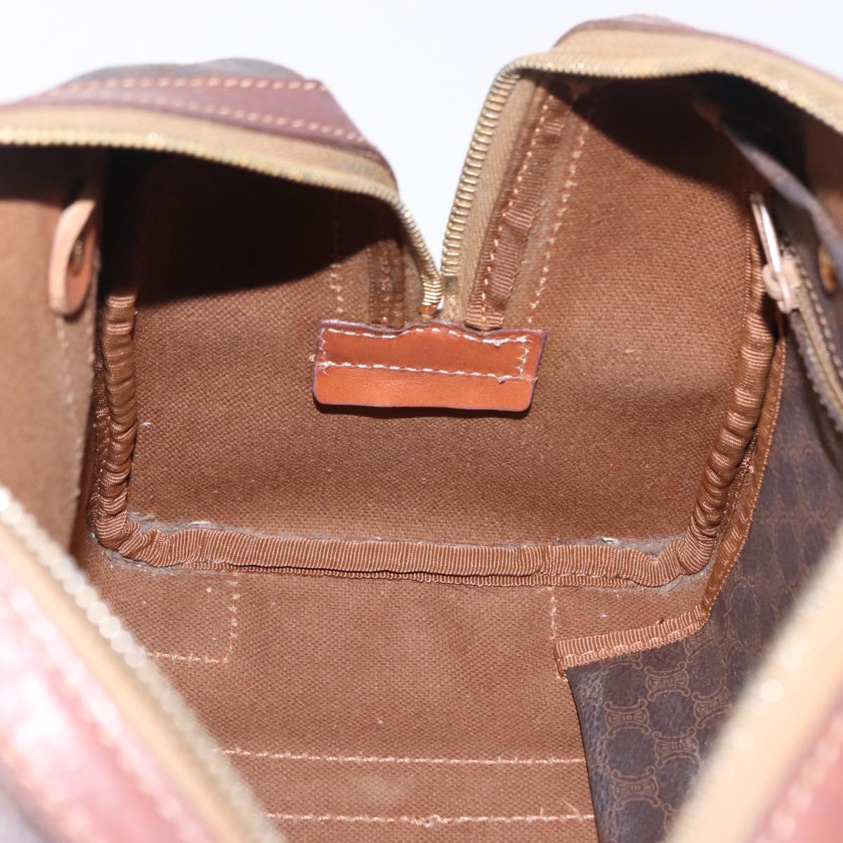CELINE Macadam Canvas Hand Bag PVC Leather Brown Gold Auth ep12767