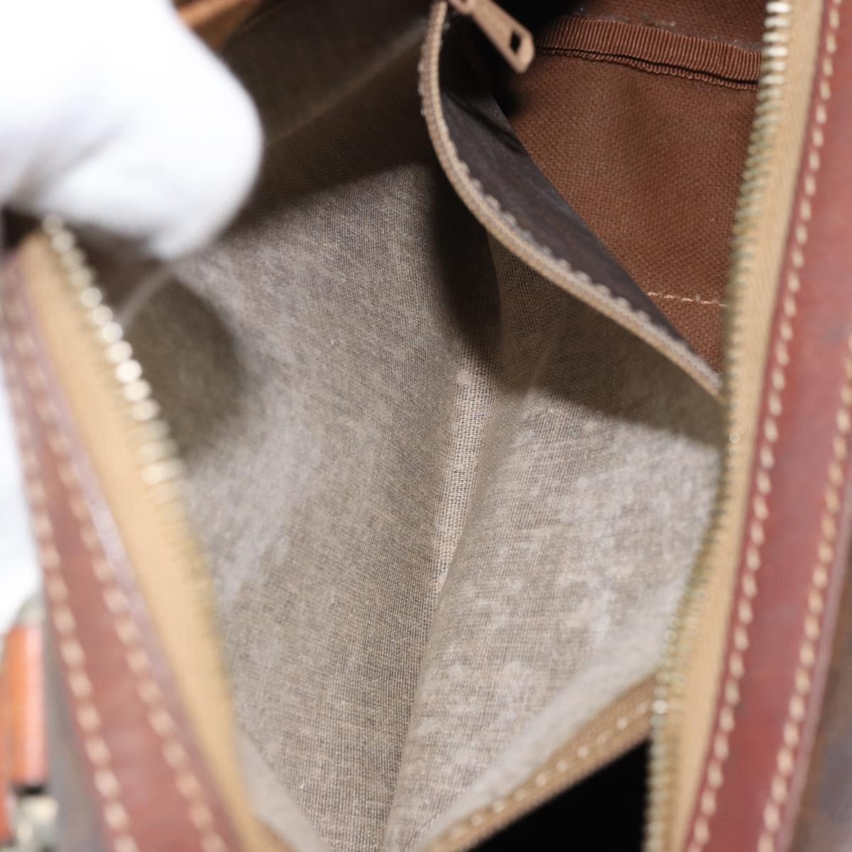 CELINE Macadam Canvas Hand Bag PVC Leather Brown Gold Auth ep12767