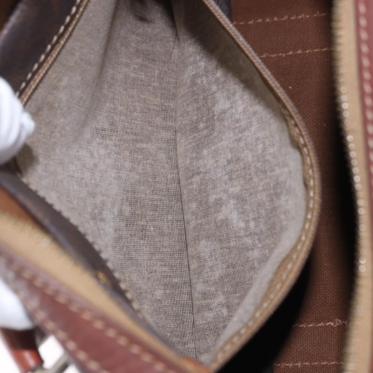 CELINE Macadam Canvas Hand Bag PVC Leather Brown Gold Auth ep12767