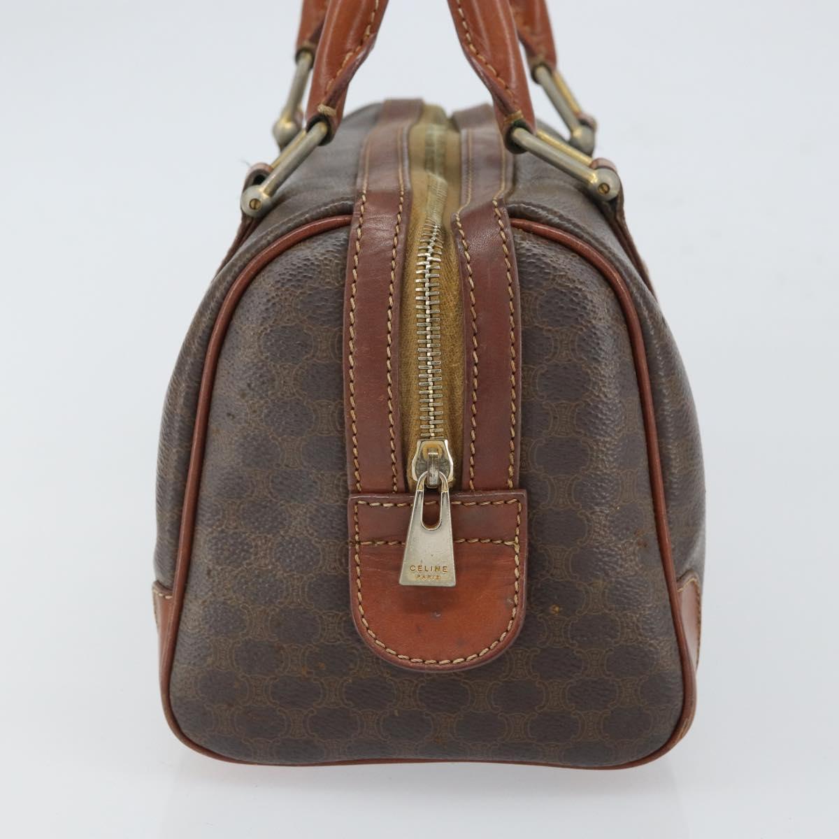 CELINE Macadam Canvas Hand Bag PVC Leather Brown Gold Auth ep12767