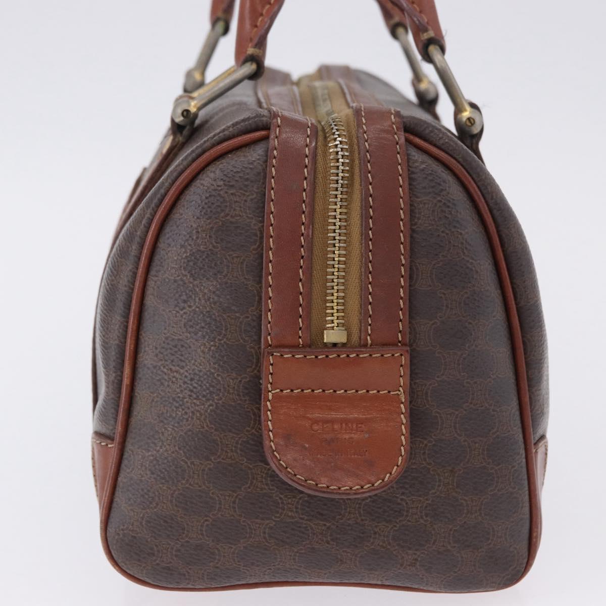 CELINE Macadam Canvas Hand Bag PVC Leather Brown Gold Auth ep12767