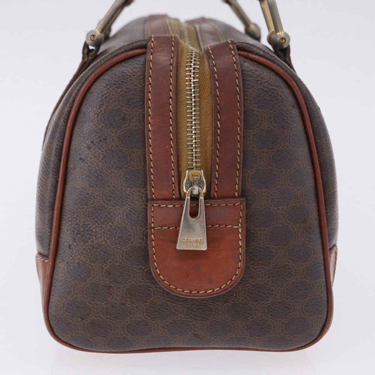 CELINE Macadam Canvas Hand Bag PVC Leather Brown Gold Auth ep12767