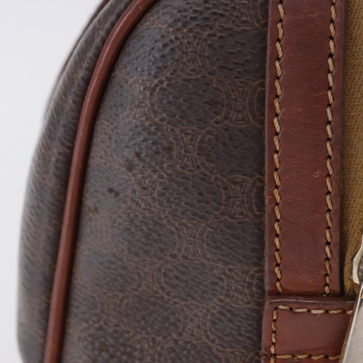 CELINE Macadam Canvas Hand Bag PVC Leather Brown Gold Auth ep12767
