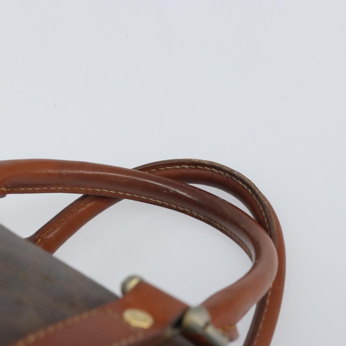 CELINE Macadam Canvas Hand Bag PVC Leather Brown Gold Auth ep12767