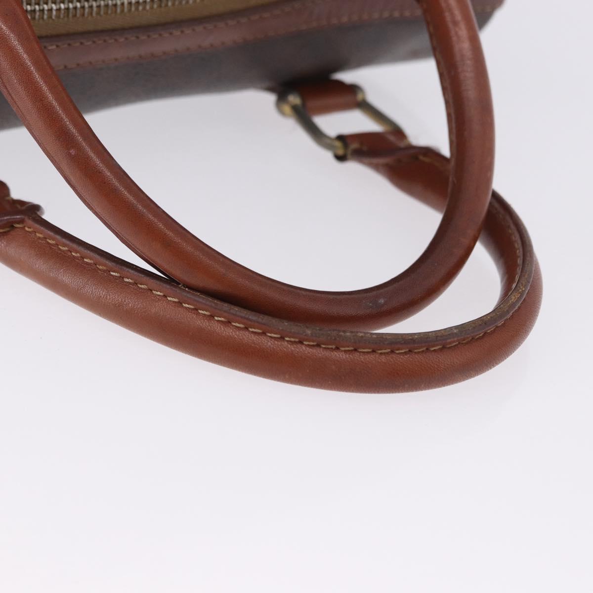 CELINE Macadam Canvas Hand Bag PVC Leather Brown Gold Auth ep12767